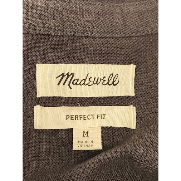 Madewell Shirt Men's M Gray Long Sleeve Button Up Perfect Fit Casual Cotton - Picture 4 of 7